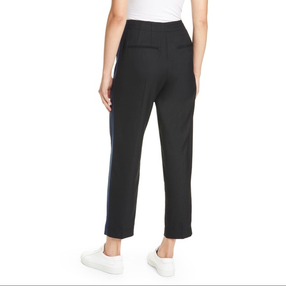 Club Monaco Wool Tuxedo Stripe Pants Black Base Cropped Ankle Size 4 NWT $179 - Picture 3 of 9